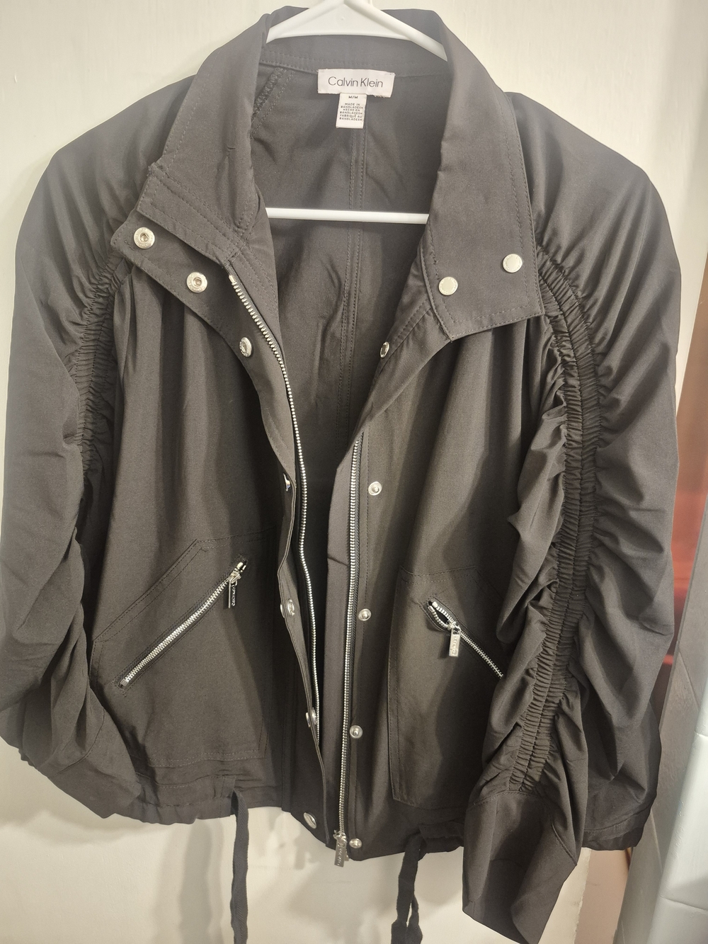 Calvin Klein Black Women's Lightweight Ruched Sleeve Jacket